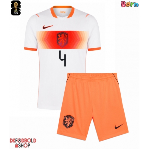 Holland Virgil van Dijk #4 Udebanesæt Børn VM 2026 Kort ærmer (+ korte bukser)